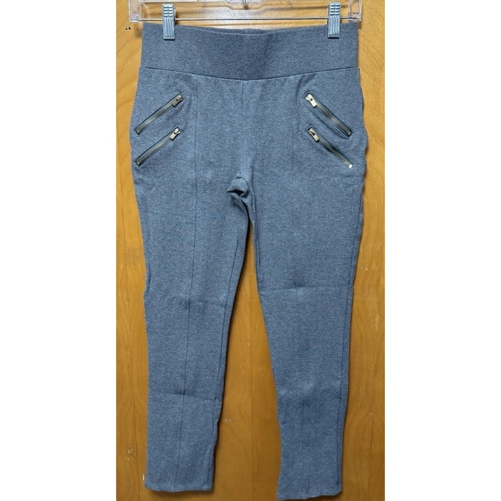 Ci‎ Sono Womens Straight Fit Stretch Pants Gold Double Zip Accent Gray Sz M - Picture 2 of 8